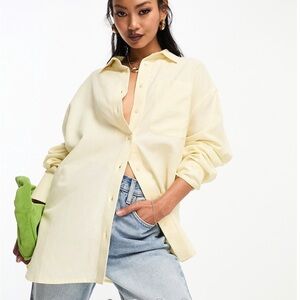 ASOS DESIGN linen shirt in neutral